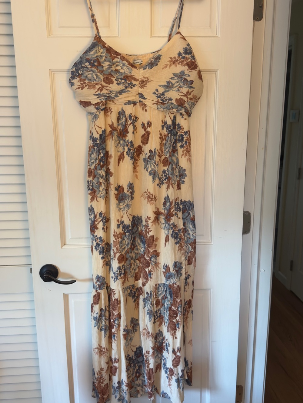 Abercrombie & Fitch Cream Maxi Dress with Blue & Brown Floral Print